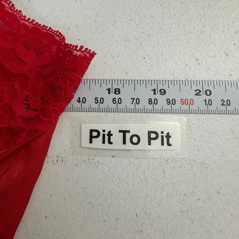 Texsheen Lingerie Womens Vintage Y2K‎ Camisole Top Size L Red Boudoir Lace Trim